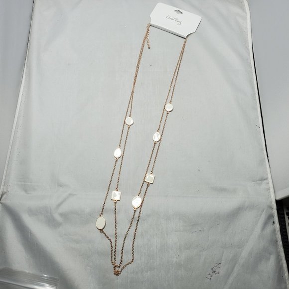 Coral Bay Rose Gold Tone & White Enamel Long Necklace White/rose Gold Tone - Picture 3 of 8